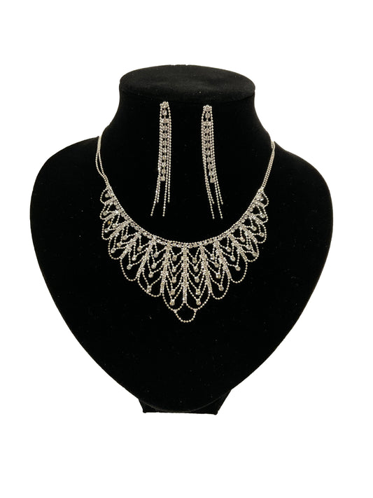 Net style Necklace and Earrings Set #66-14096CL