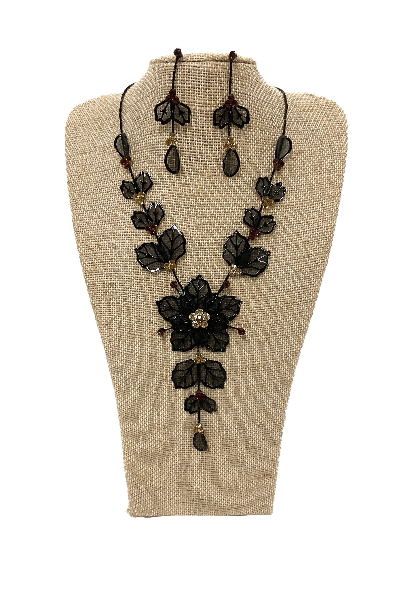 Mesh Flower Necklace/Earring Set (Topaz) #66-23174TP