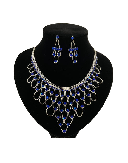 Net style Necklace and Earrings Set #66-14110BL