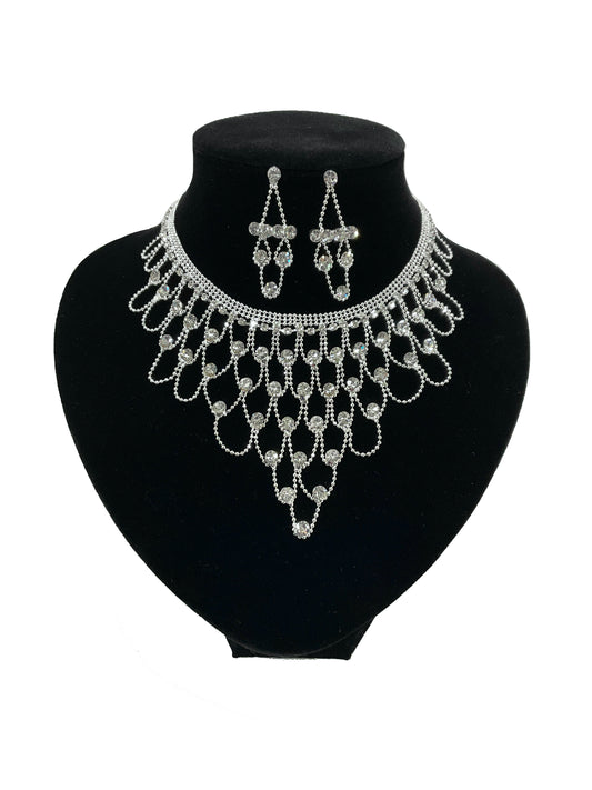 Net Style Necklace and Earrings Set#66-14059
