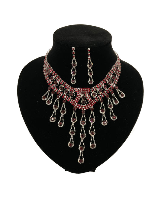 Round Dangling Necklace and Earrings Set#66-14055