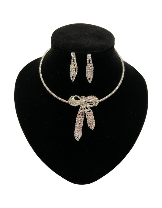 Bow Necklace Earring Set #89-9064