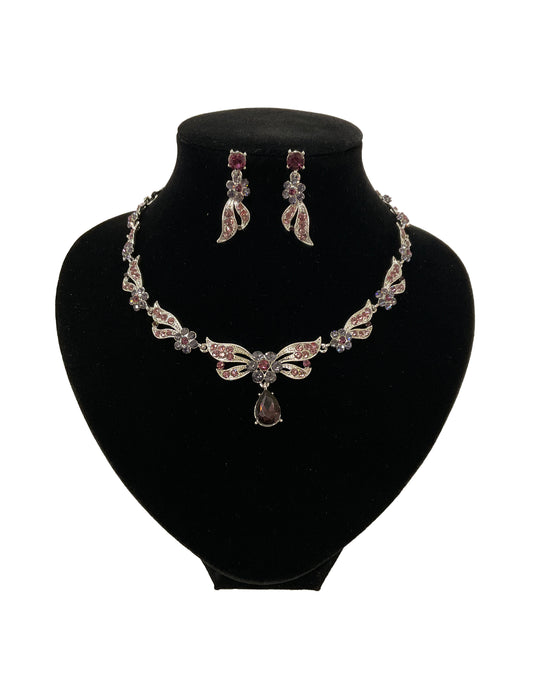 Floral Necklace Earring Set #66-23186PP