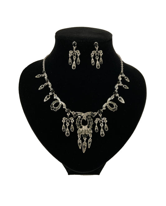 Rhinestone Necklace and Earrings Set #66-23092