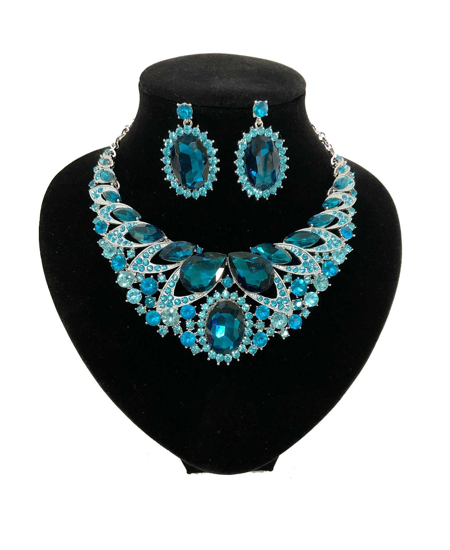 Gem Necklace-Earring Set (BLUE ZIRCON)