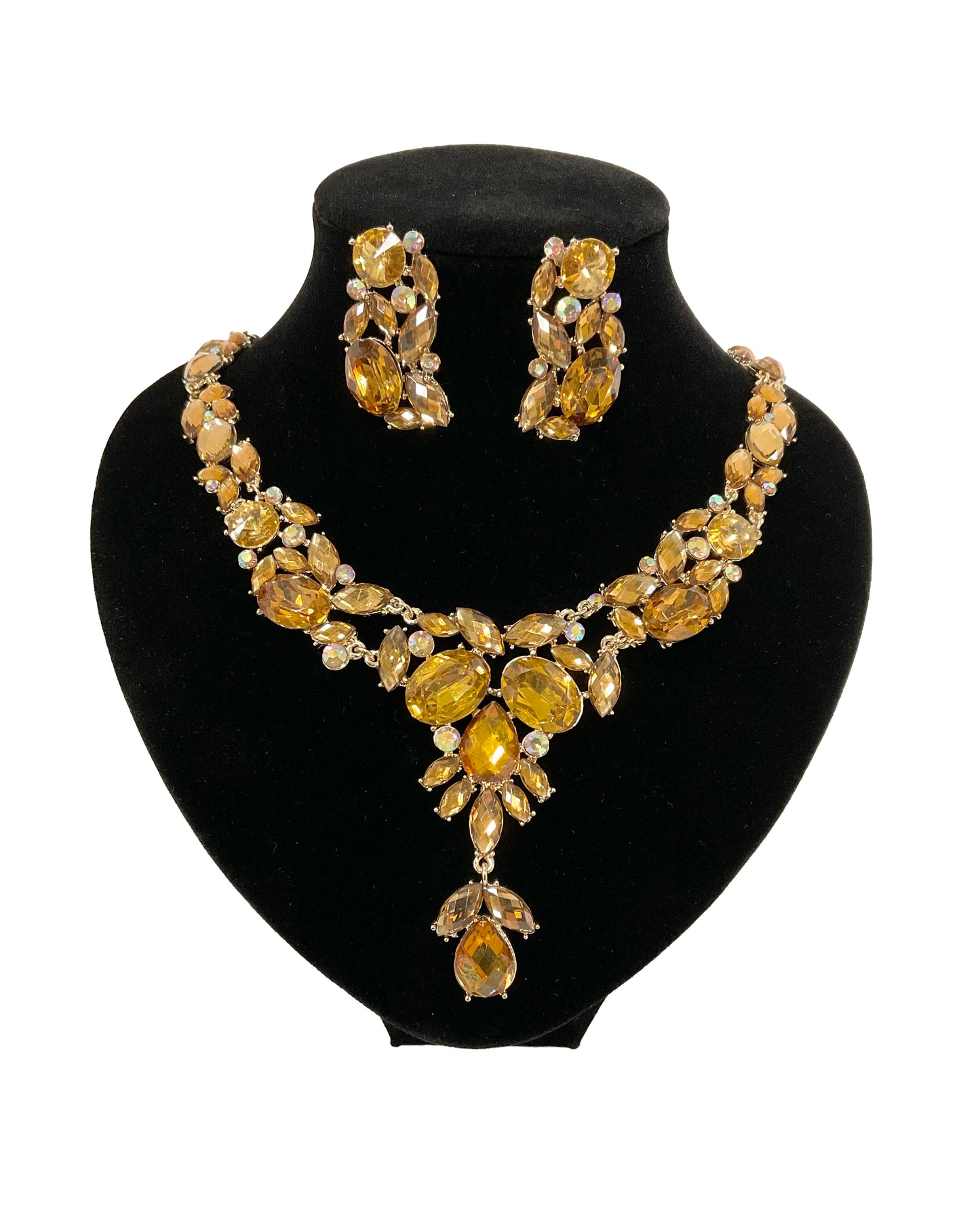 Rhinestone Necklace Earring Set #47-1052