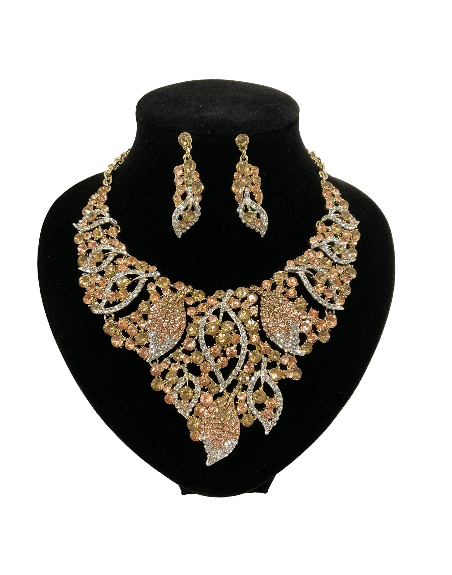 Leaf Necklace/Earring Set (CHAMPAGNE) #66-23183CP