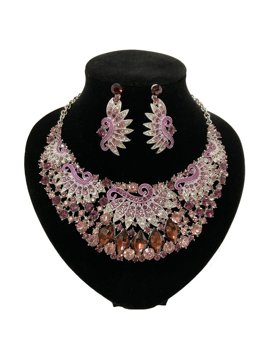 Necklace-Earring Set (Purple) #66-23185PP