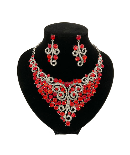 Swirl Necklace-Earring Set #66-23181RD