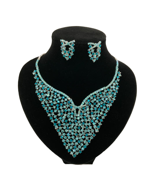 Drop Necklace Earring Set #47-4848BL