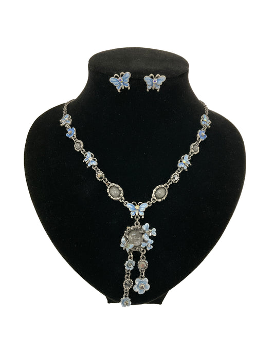 Butterfly Antique Style Necklace Earring Set #68-96039