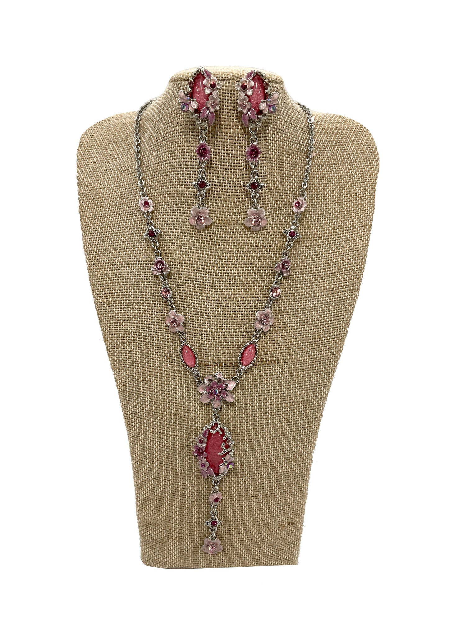 Floral Antique Style Necklace Earring Set #68-96030PK