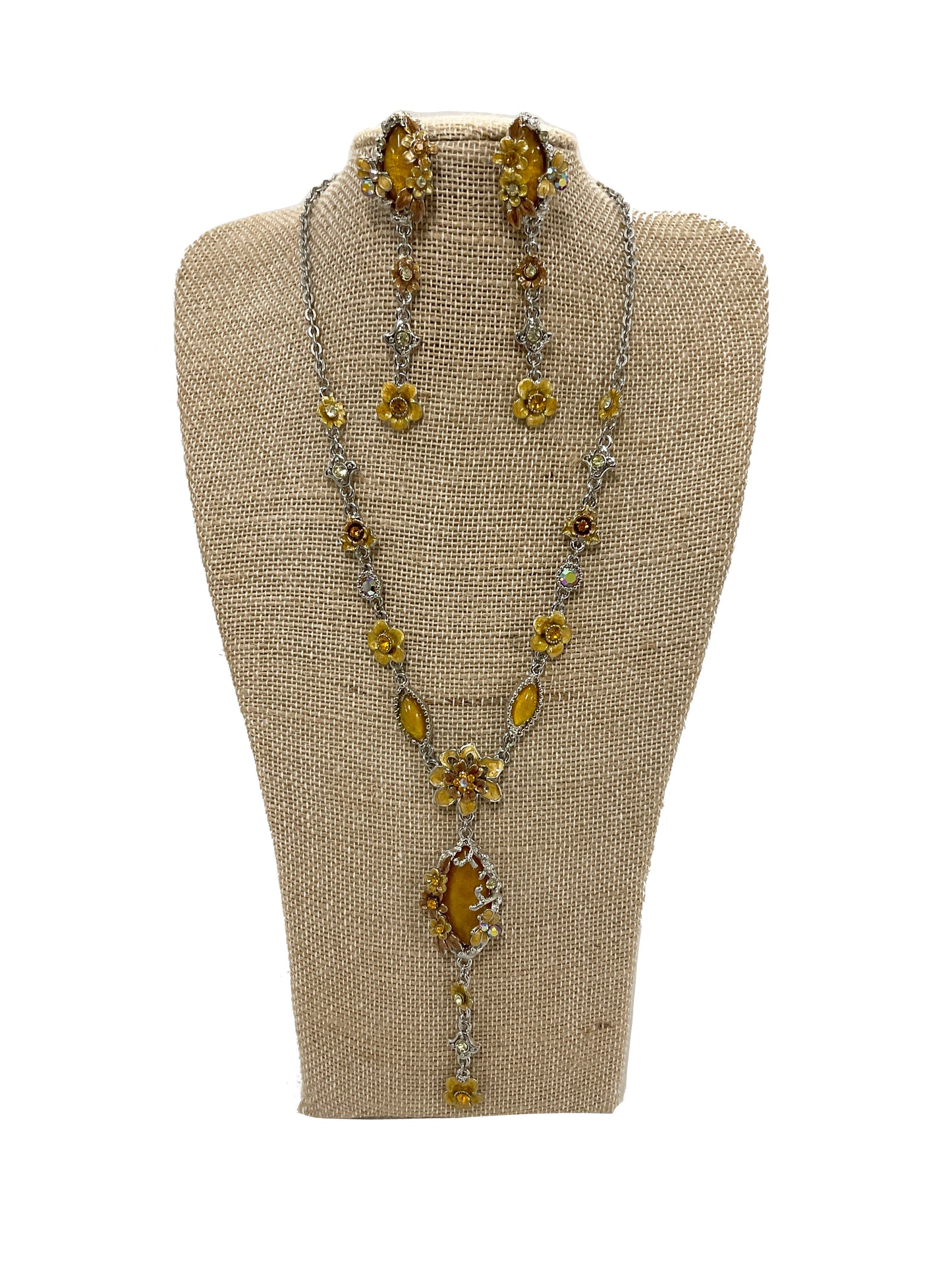 Floral Antique Style Necklace Earring Set #68-96030BN