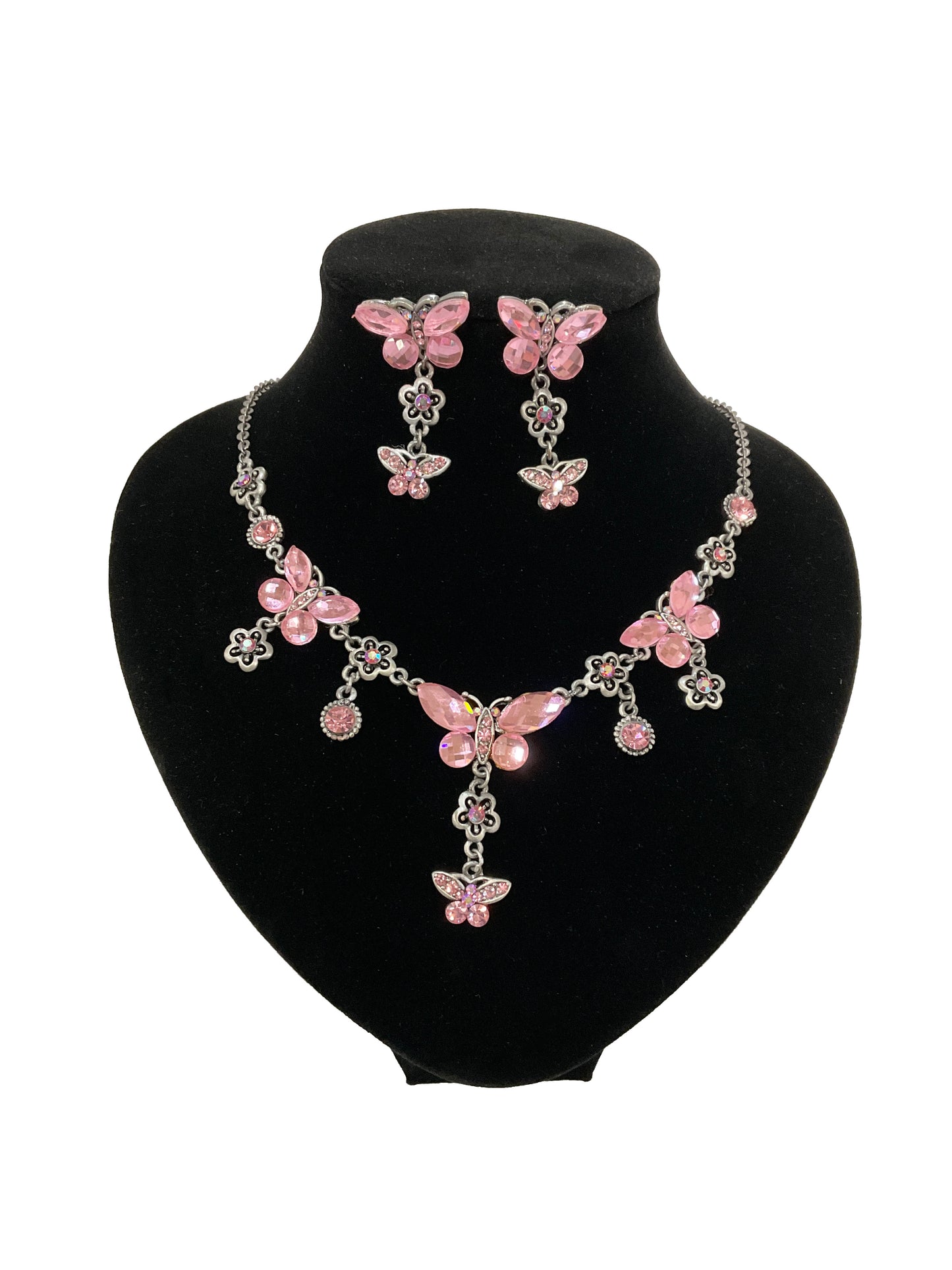 Butterfly Necklace Earring Set #68-96025 PINK