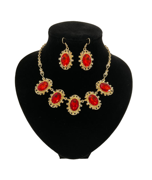 Rhinestone Necklace and Earrings Set #28-11224RD