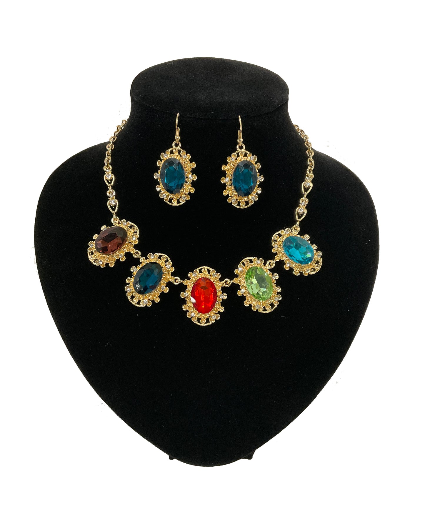 Rhinestone Necklace and Earrings Set #28-11224MU