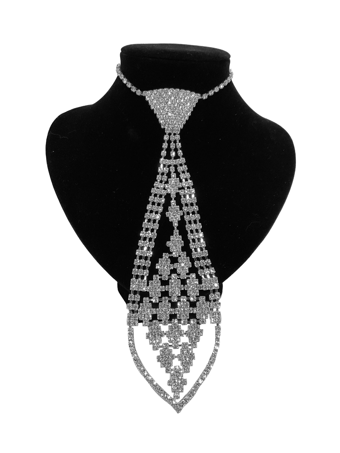 Crystal Tie Necklace #88-5005S (Silver)