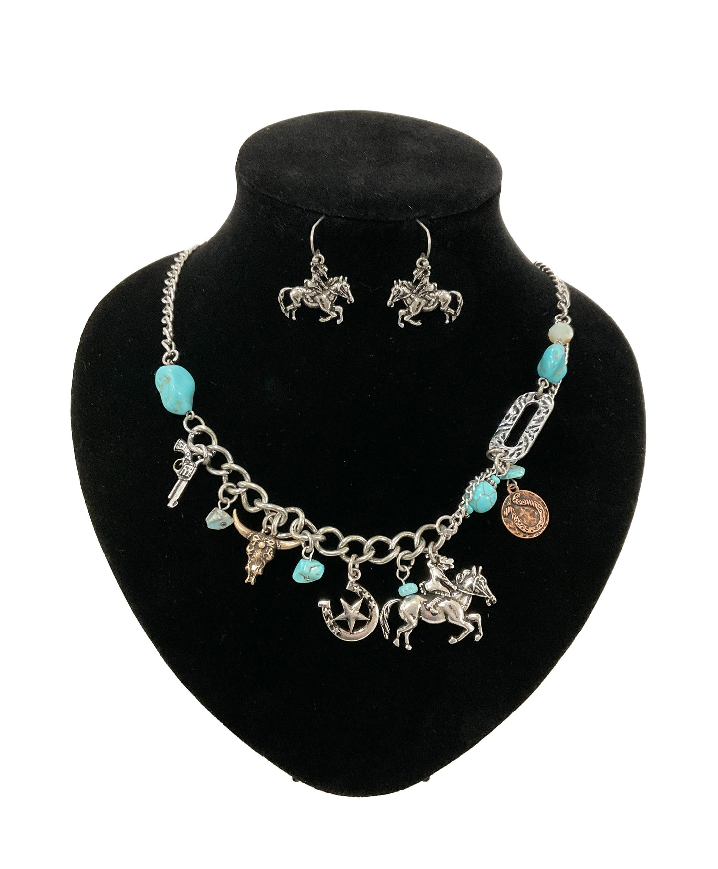 Horses Necklace Earring Set #12-14779