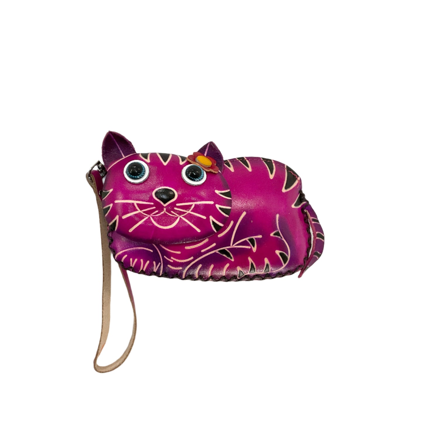Leather Flower Cat Coin Purse #88-2518C3