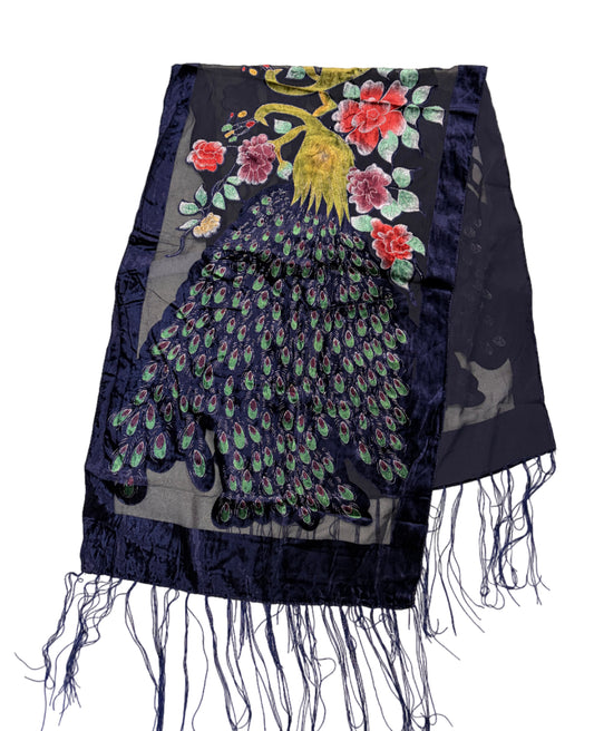 Peacock Velvet Scarf #89-12440ID