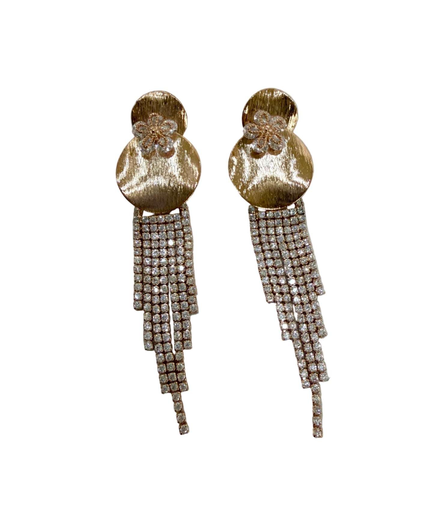 Cubic Zirconia Circle Flower Earrings