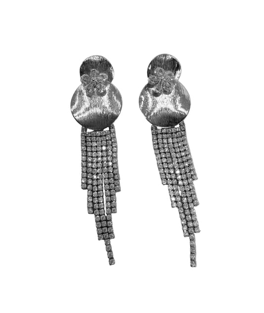 Cubic Zirconia Circle Flower Earrings