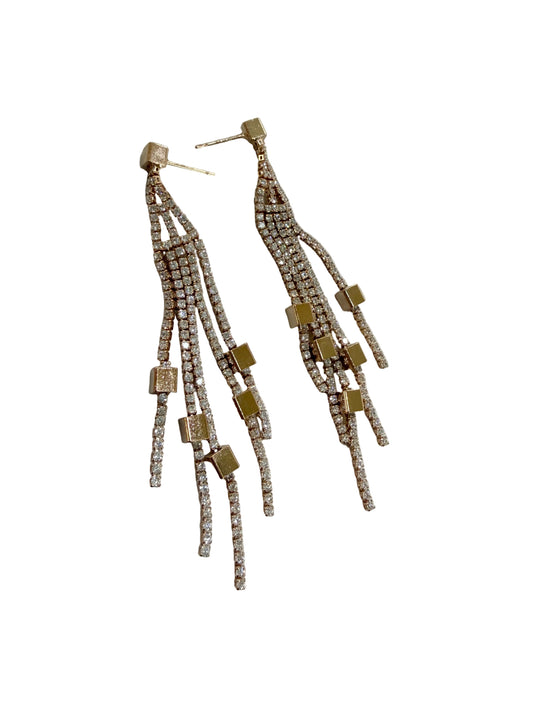 Cubic Zirconia Cube Earrings