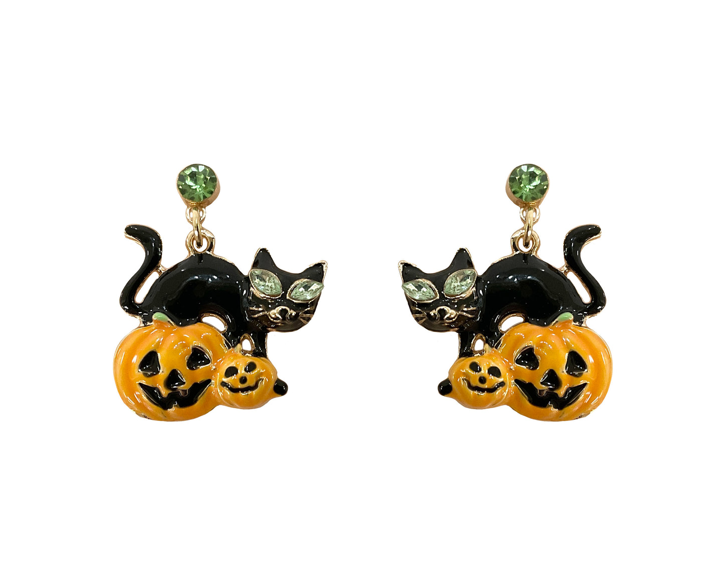Halloween Cat and Pumpkin Earrings #19-140783