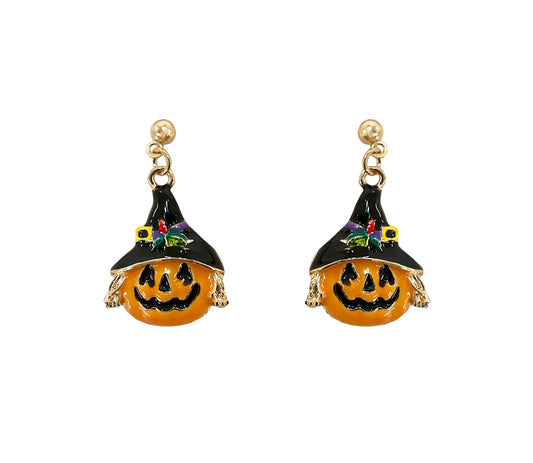 Halloween Pumpkin Hat Earring #19-147902