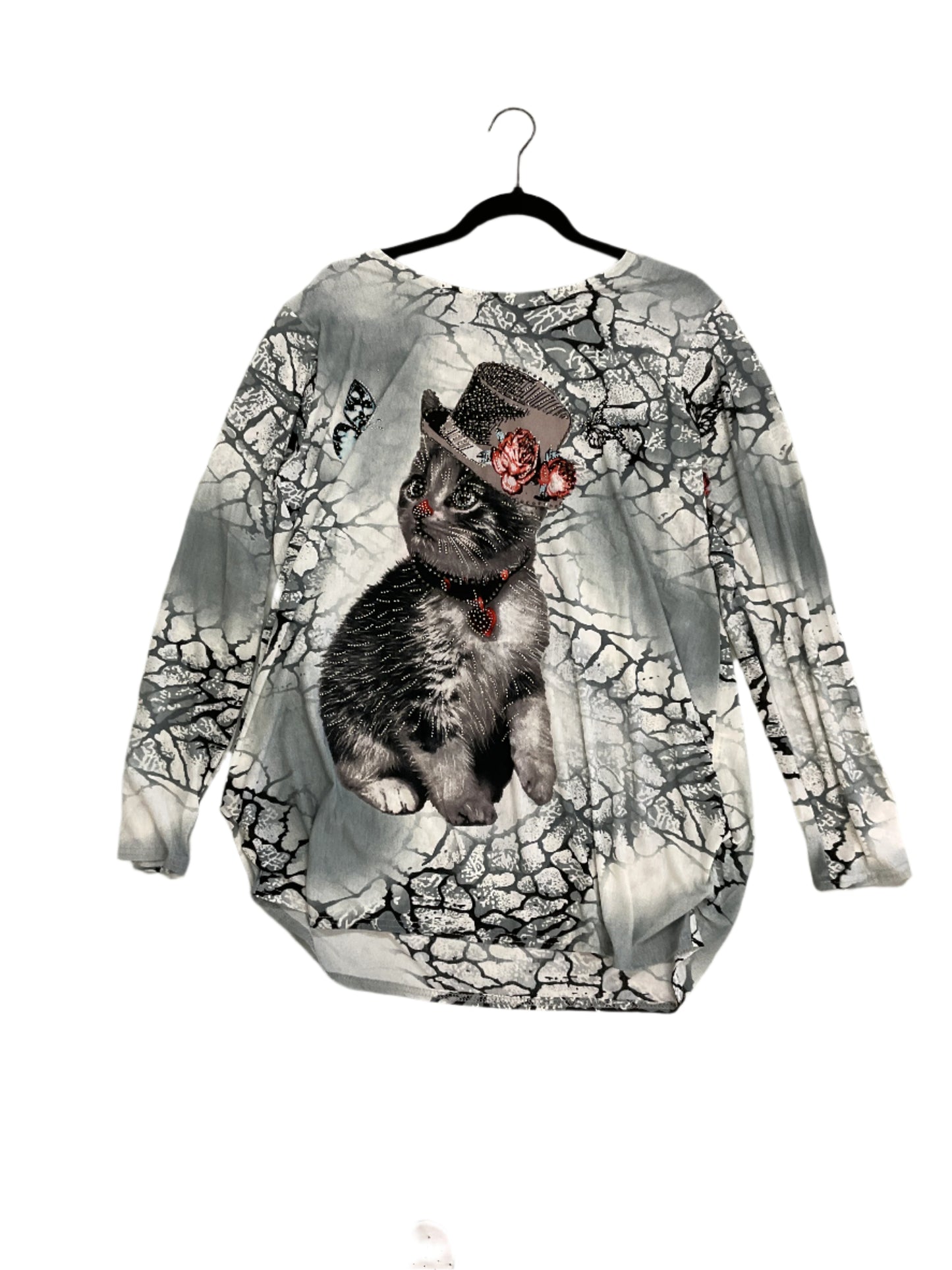 Cat Shirt Long Sleeve Rhinestone #78-66691