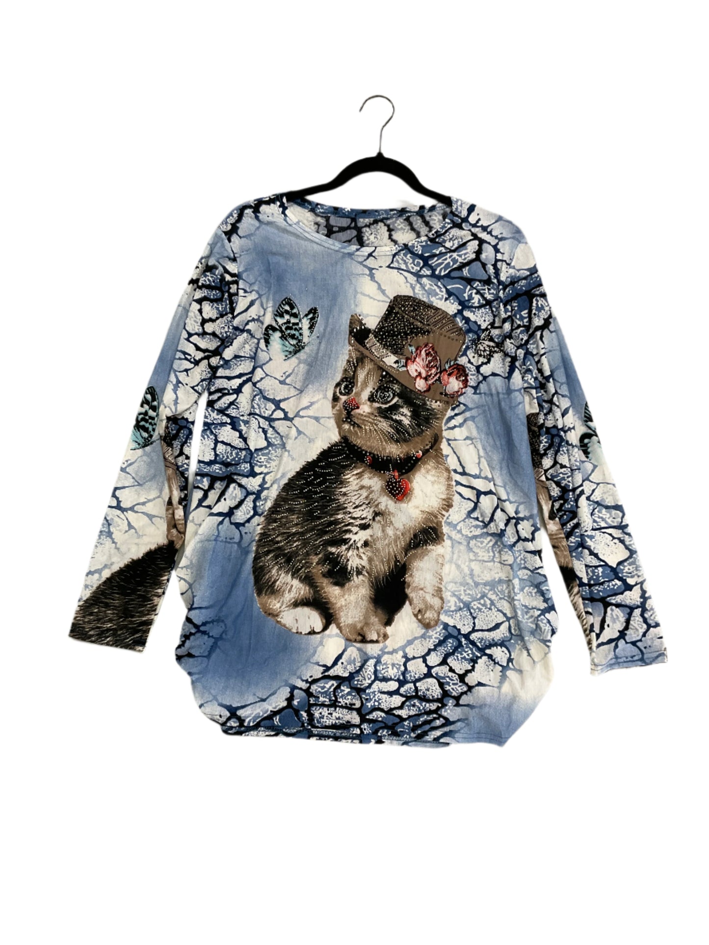 Cat Shirt Long Sleeve Rhinestone #78-66691