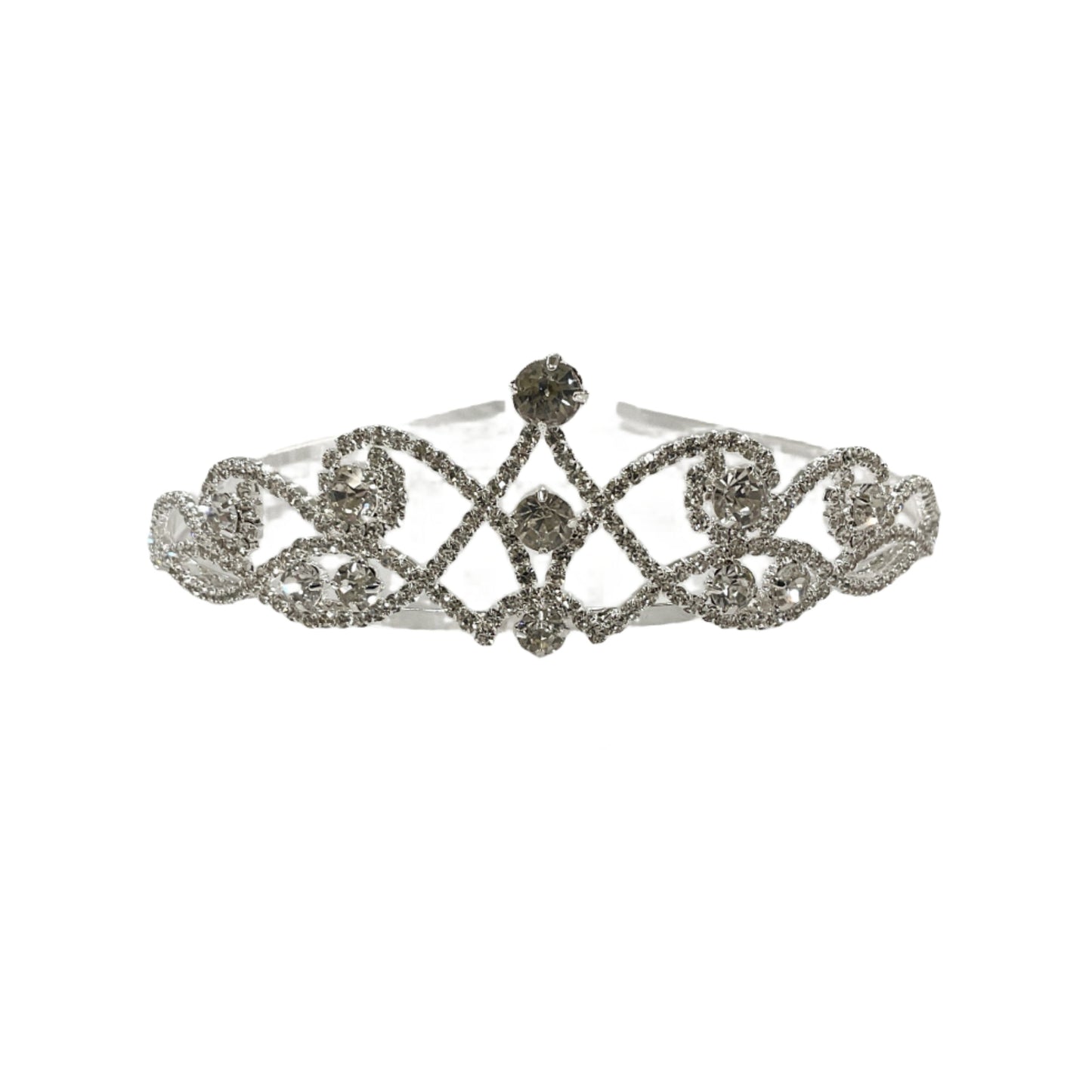 Silver tiara on a white surface