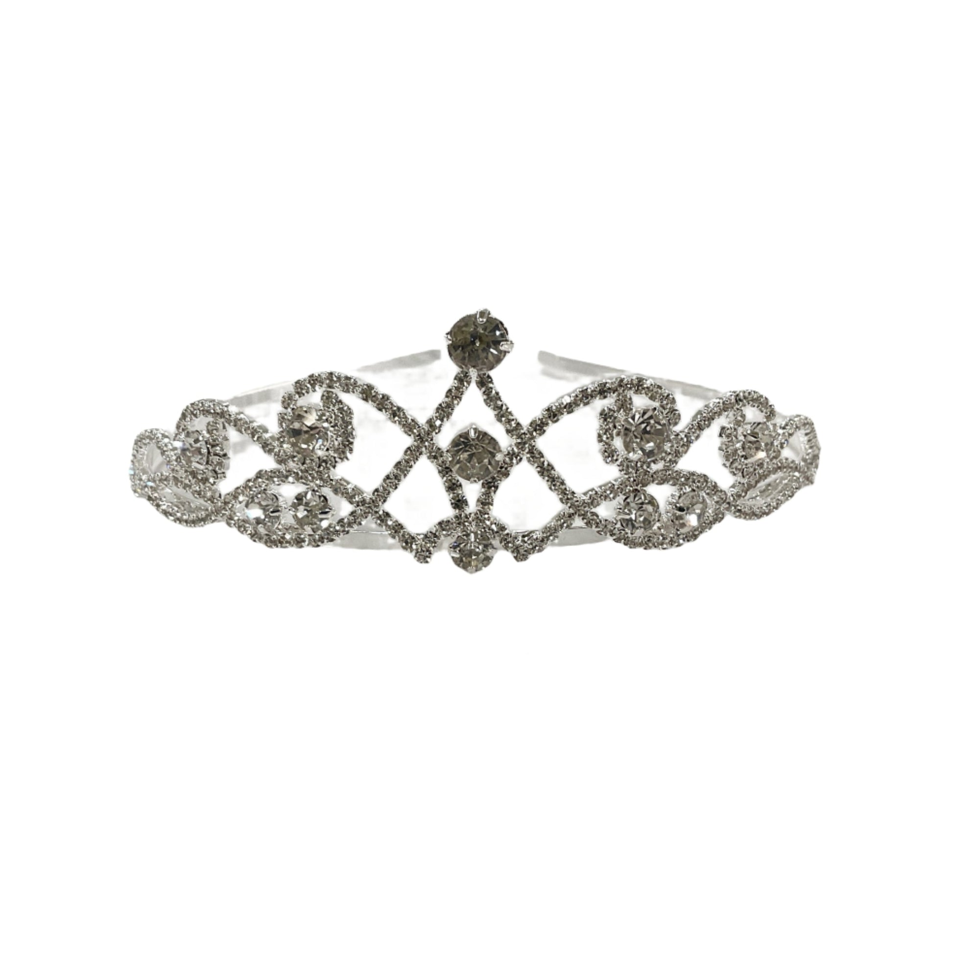 Silver tiara on a white surface