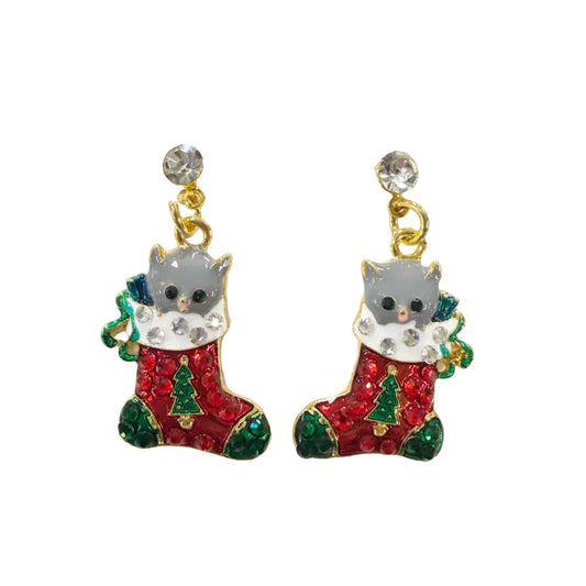 Christmas Cat Earring #19-12232