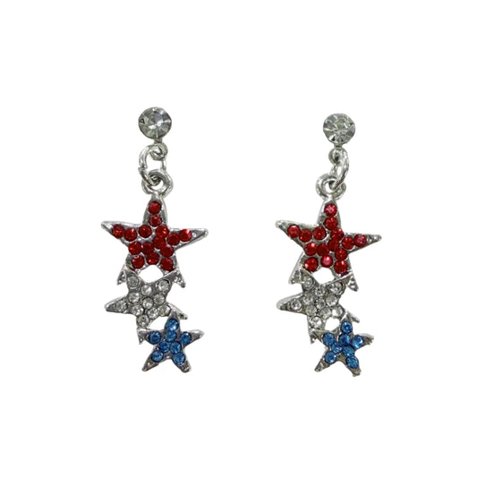 Patriotic Stars Earrings #38-0751S (Silver)