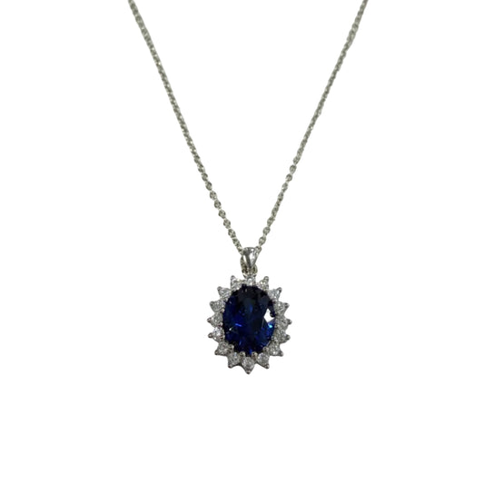 Halo Stone CZ Necklace #10-19023SA