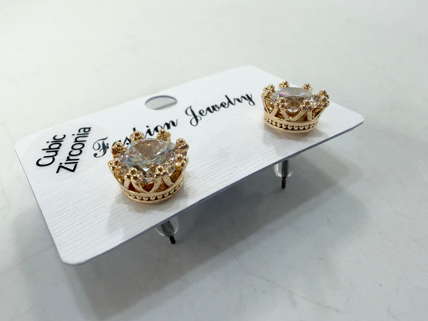 Crown CZ Post Earrings #10-6031501