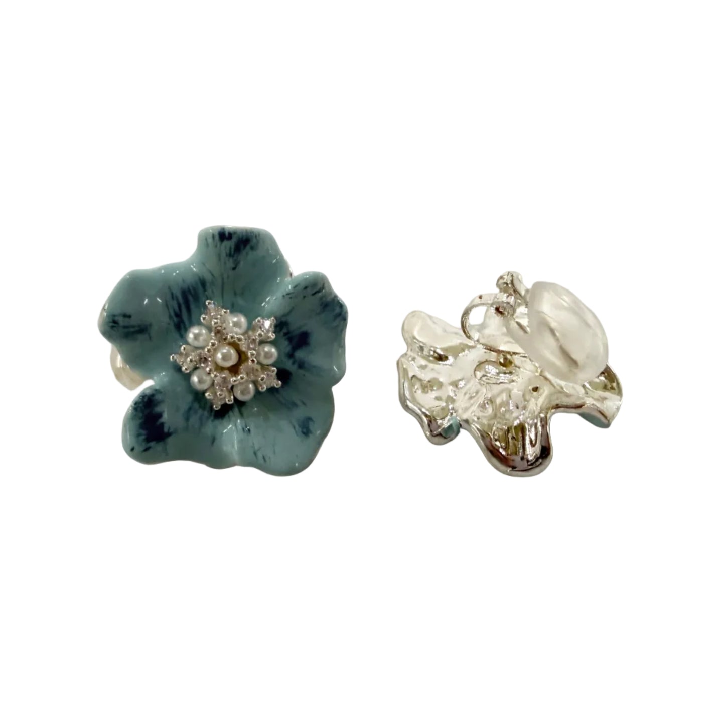 Blue Flower CLIP Earrings #60-40501CP