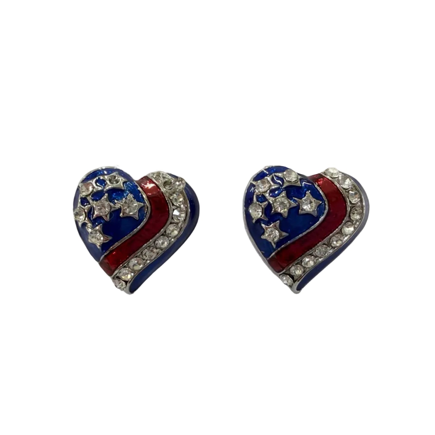 USA Red White Blue Heart Earrings #86-23736