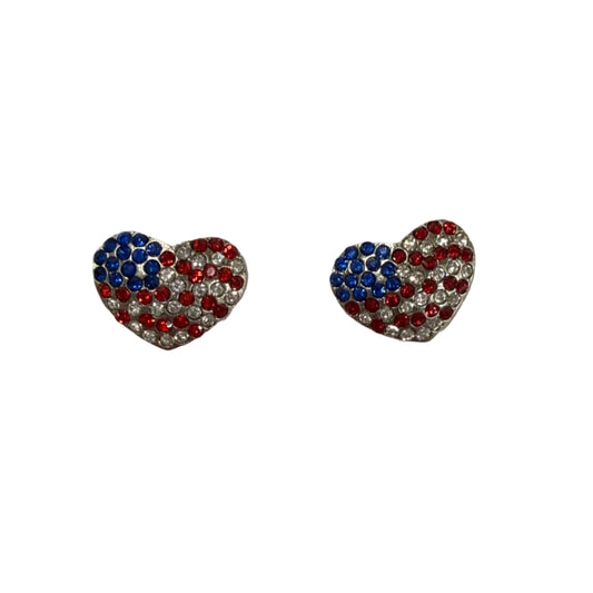 Flag Heart Post Earrings #28-11281S (Silver)