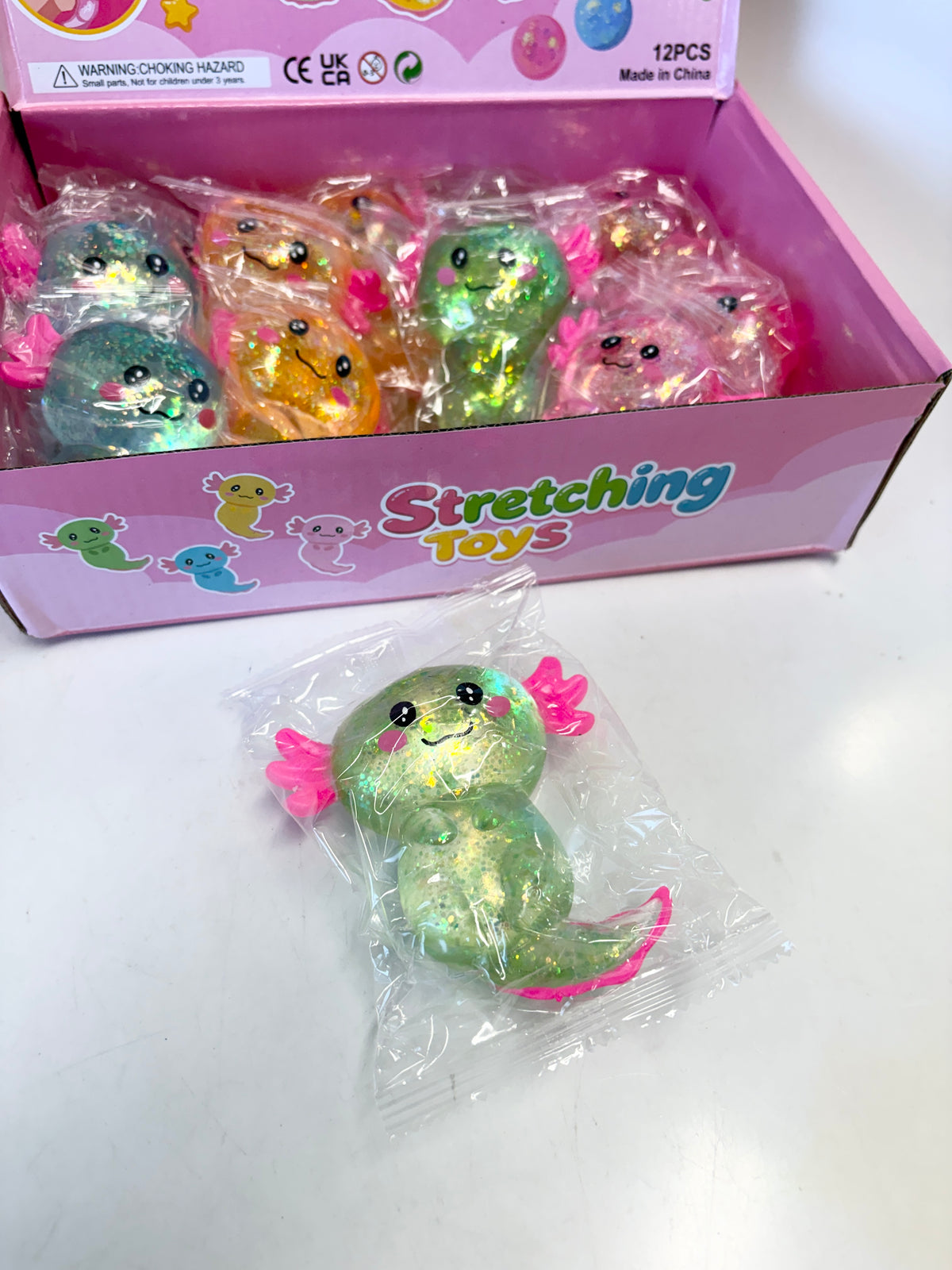 Axolotl Squish Toy Dozen Mixed Color Set Box