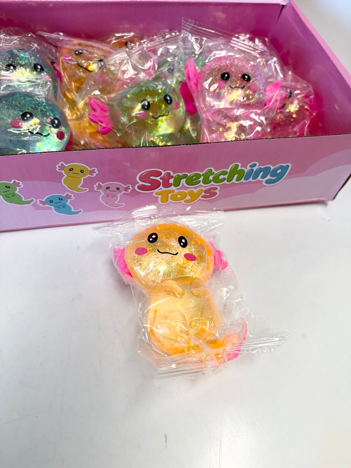 Axolotl Squish Toy Dozen Mixed Color Set Box
