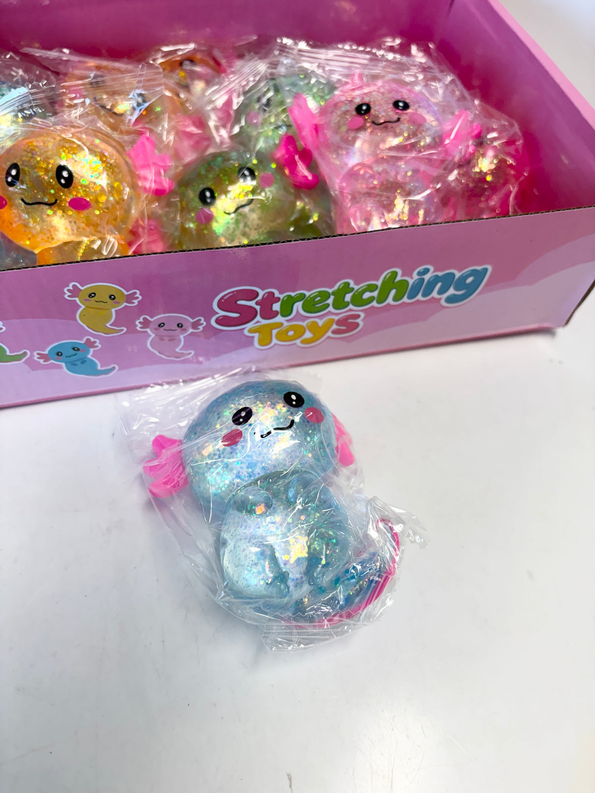 Axolotl Squish Toy Dozen Mixed Color Set Box