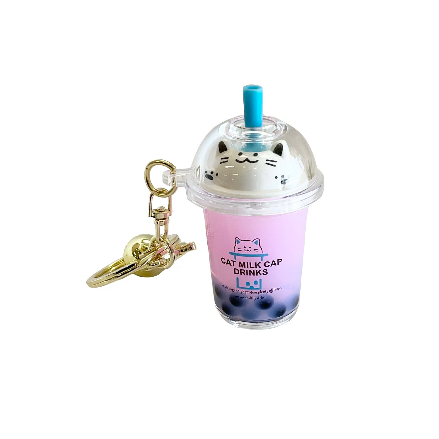 Floating Tea Drink Liquid Cat Keychain #88-101422