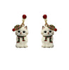 White Cat Christmas Earrings #19-1412211WH