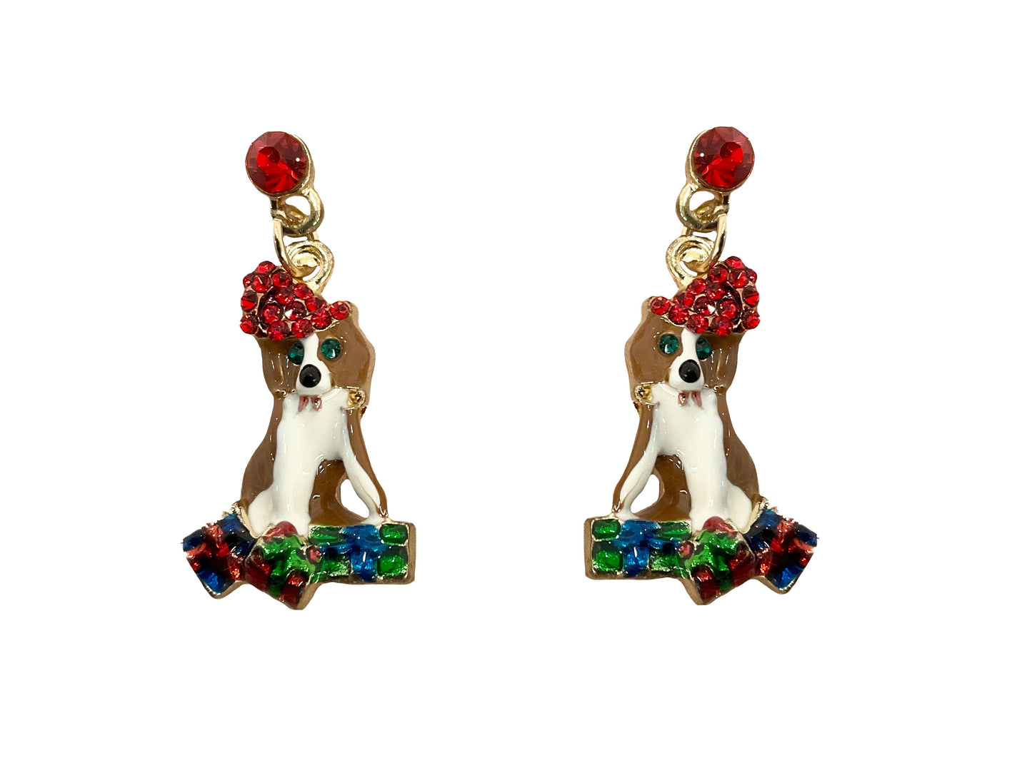 Christmas Santa Hat Dog Post Earring #19-1412551