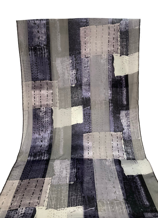 Water Color Rectangle Satin Scarf #OP-1105GY