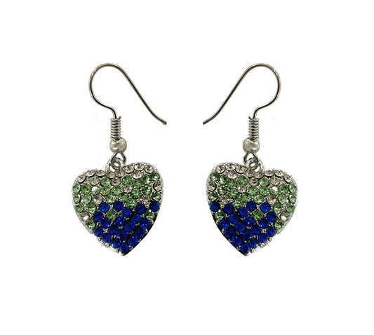 Heart Green Blue Gradient Earring #28-11261