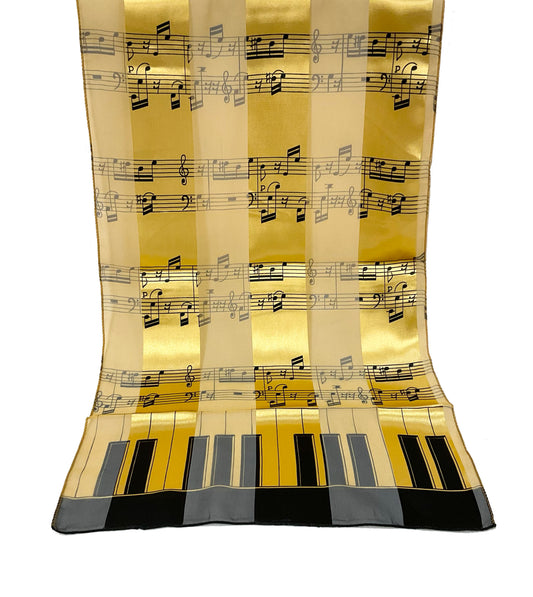 Piano Music Satin Scarf #ON-1071GD (Gold)