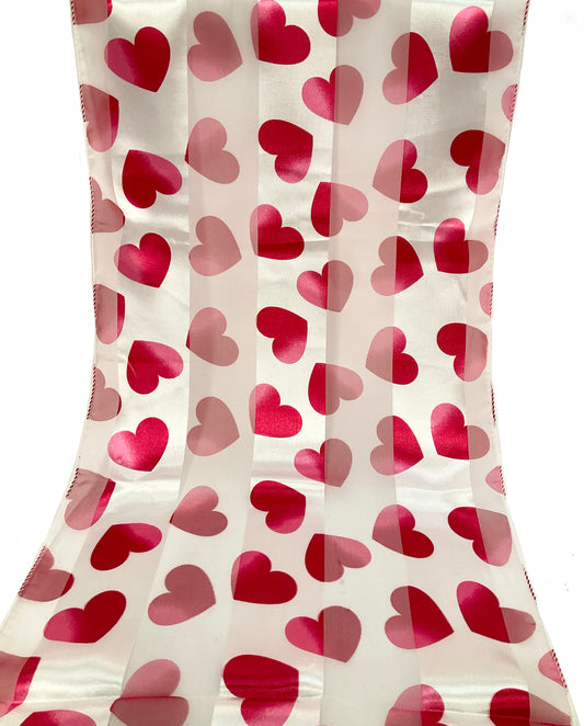 Hearts Valentines Satin Scarf #OS-3030WH (White)